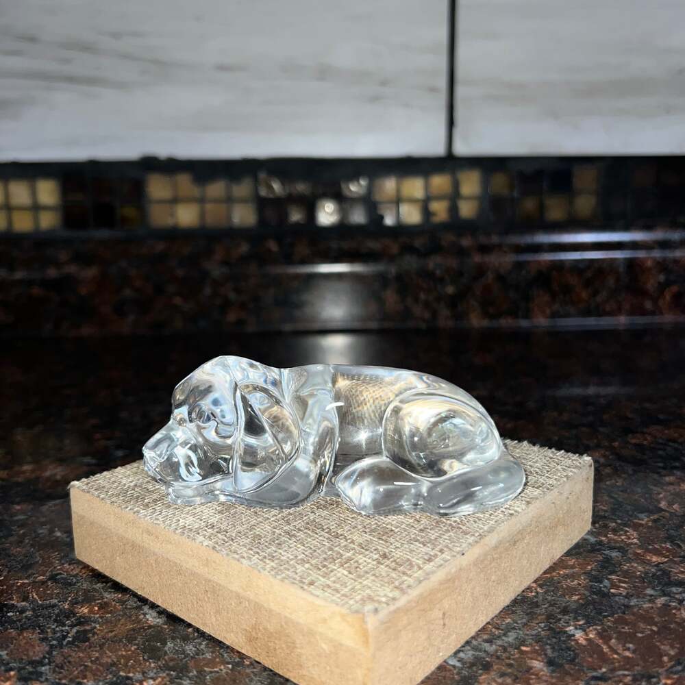 Princess House Crystal Sleeping Puppy Dog Figurine Paperweight